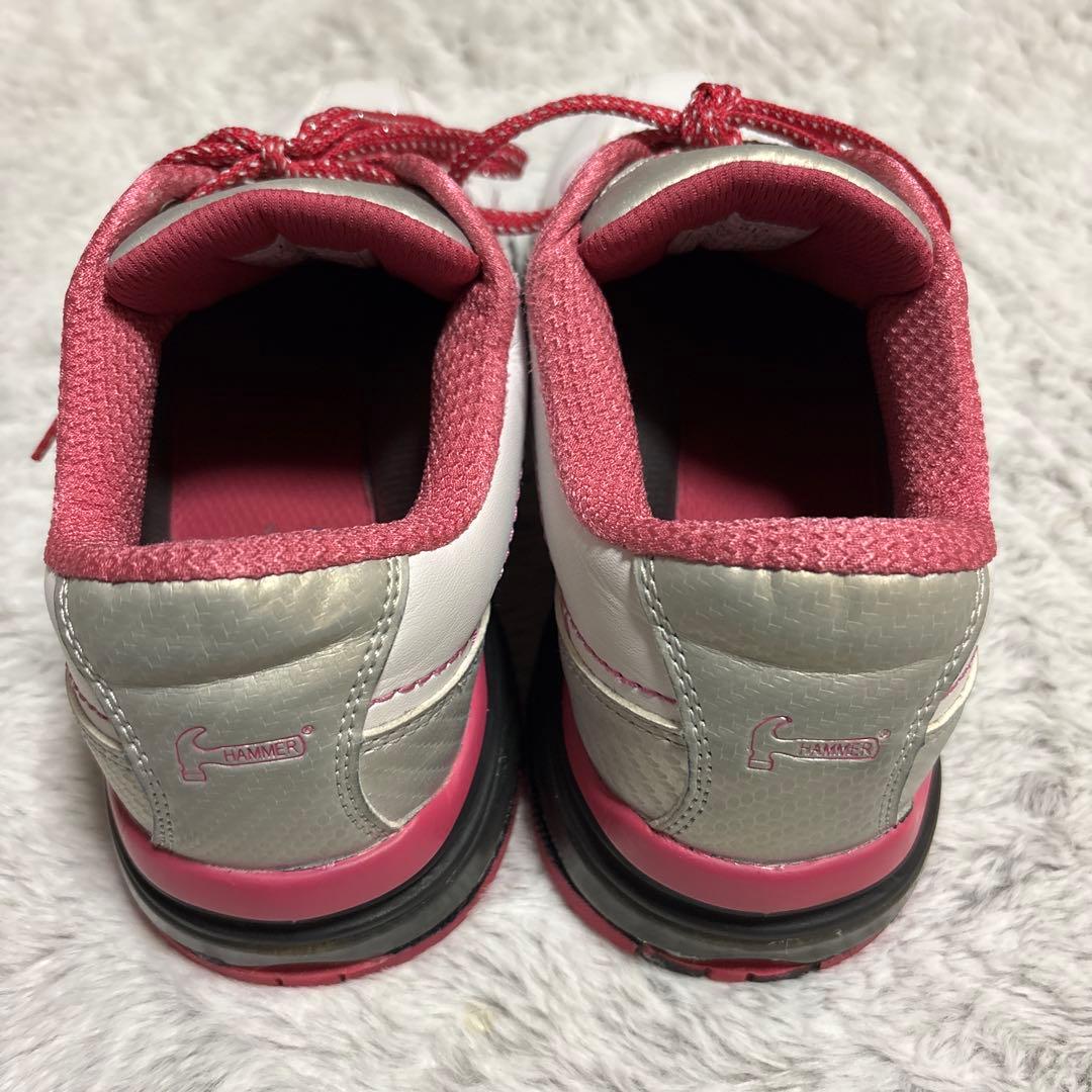 ハンマー社のボウリングシューズ ホワイト/ピンク　２４.５ｃｍ