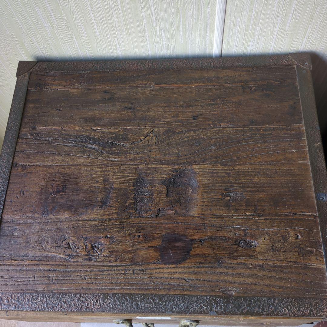 インダストリアル古材木製アイアン3段引き出しチェスト