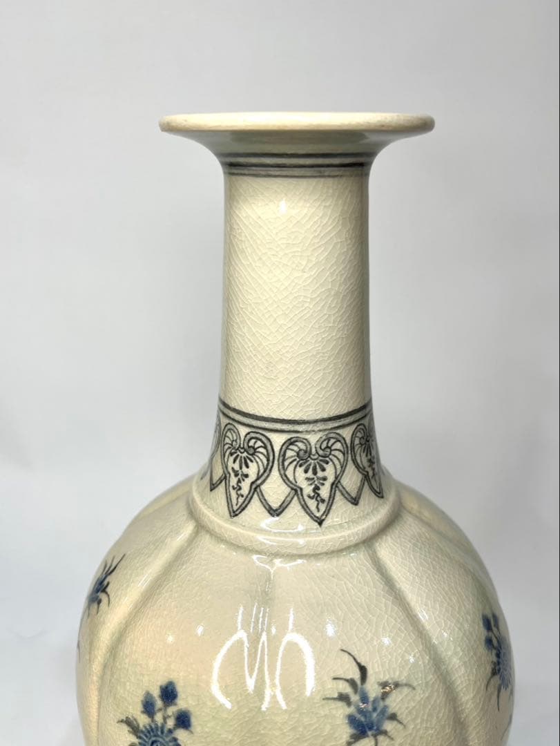 十四代沈壽官 瓜型染付花瓶