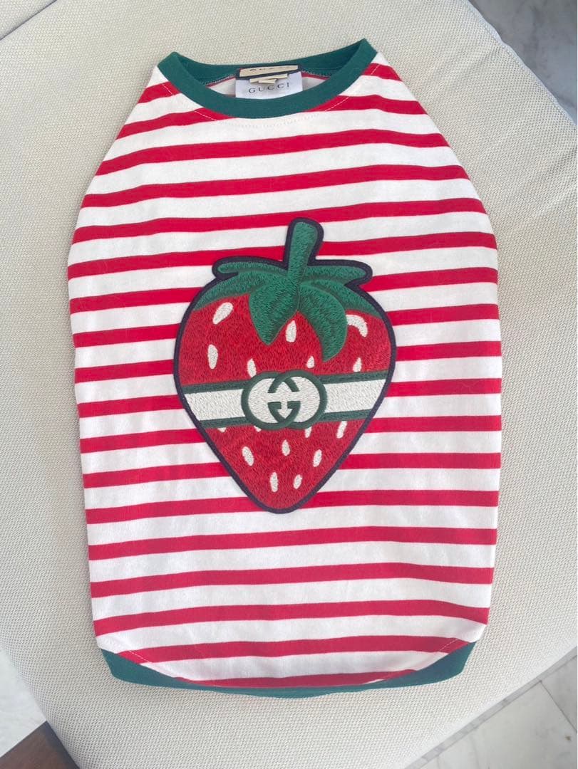 GUCCI ストライプ コットン ペット Tシャツ Mサイズ