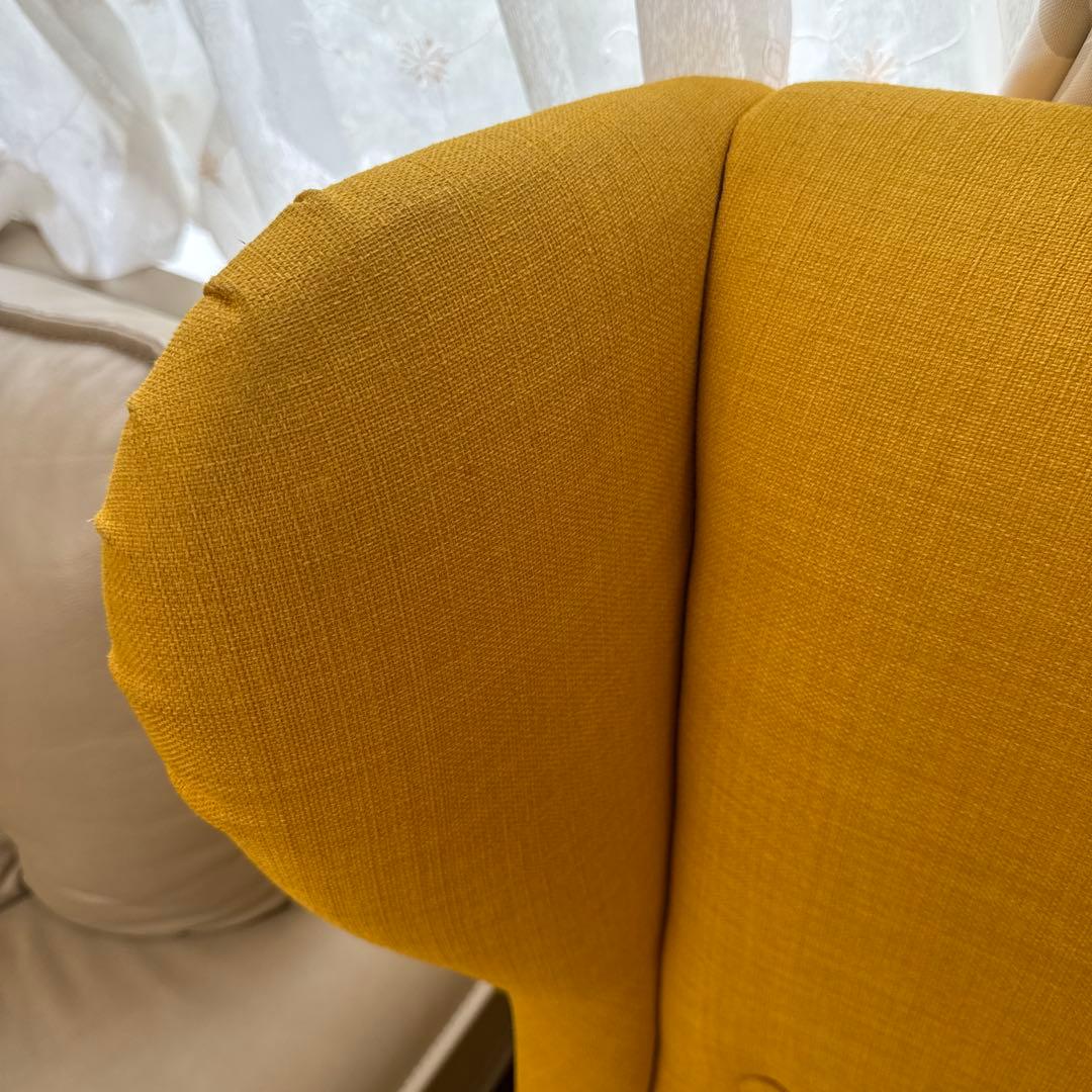 IKEA イエロー ハイバック 1人掛けソファ オットマン付き10/8まで限定