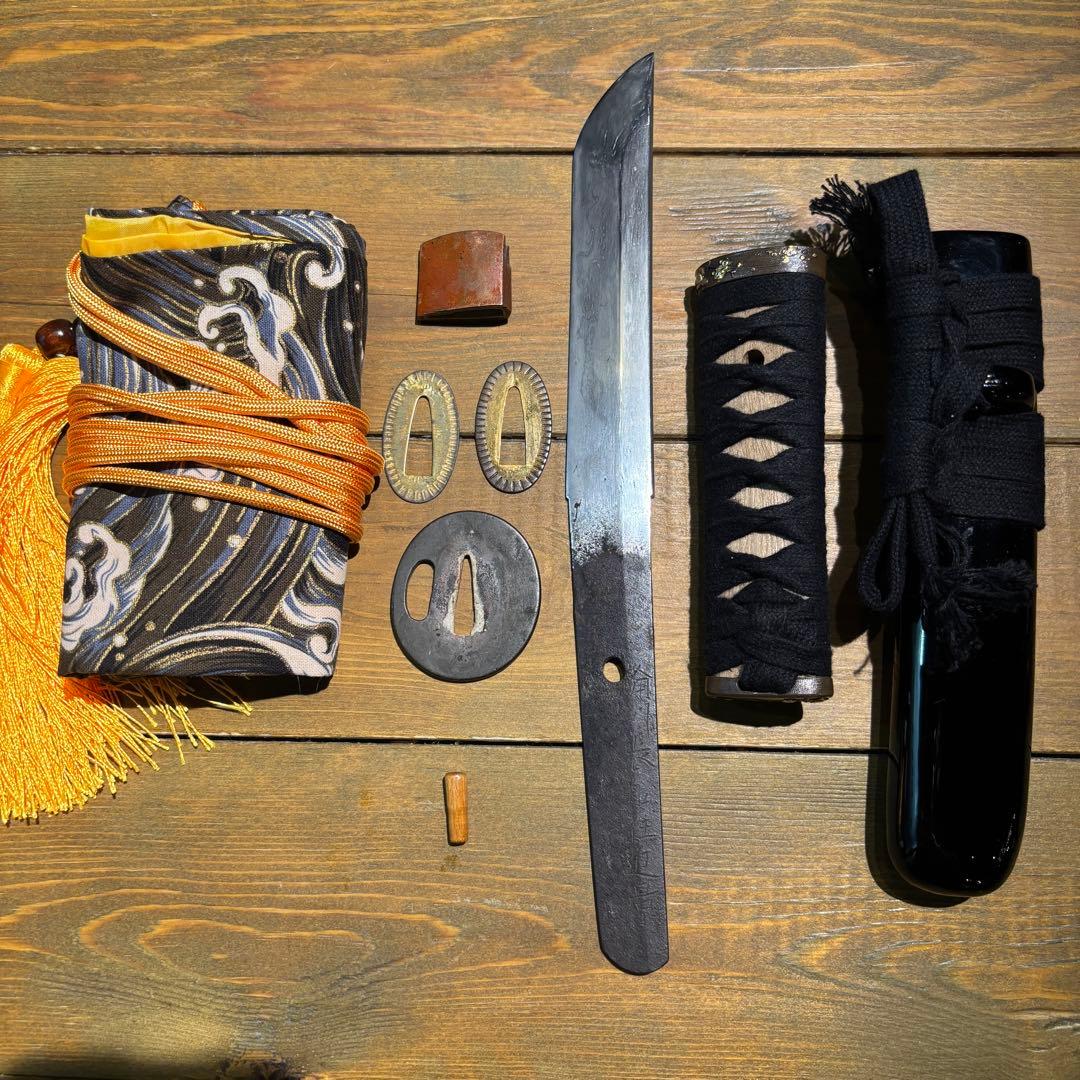 日本刀残欠クラフトナイフNo.72 備州長船住近景 拵 裏銘あり