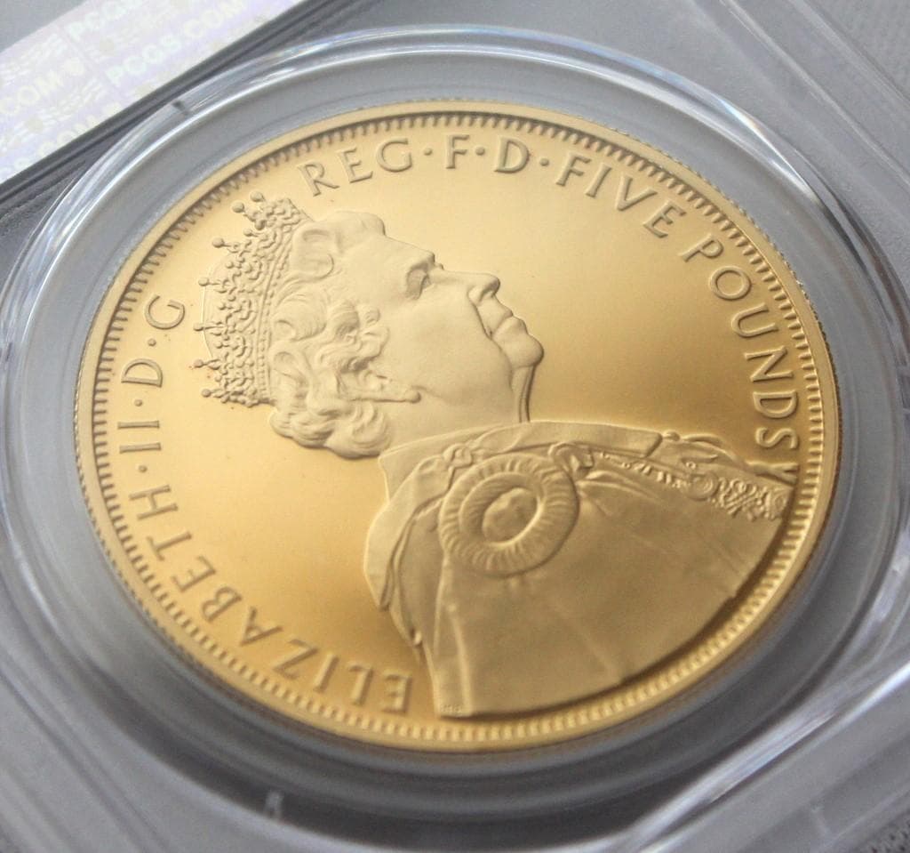 2012年イギリス 即位60周年￡5銀貨 PCGS PR70DCAM 金メッキ