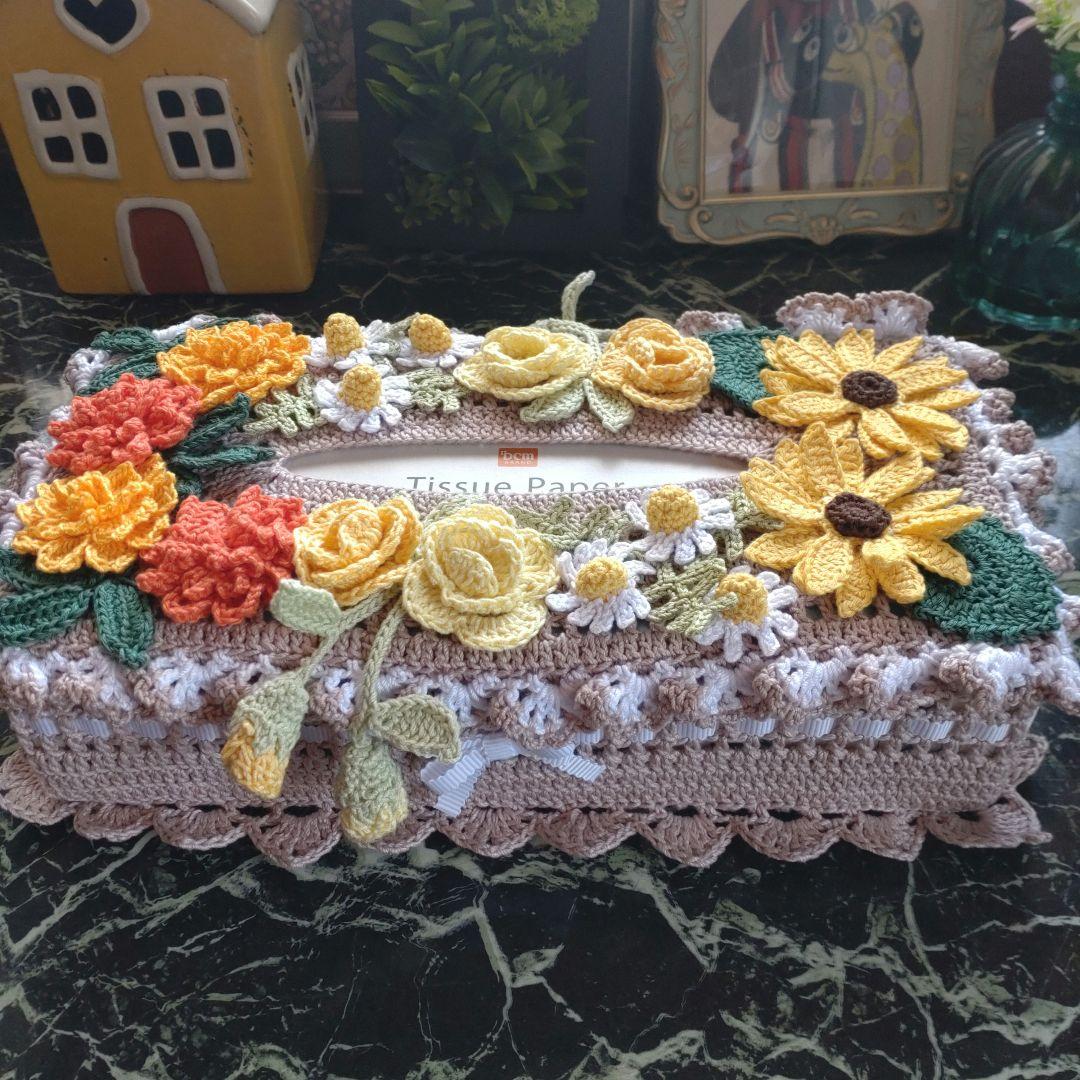 なおたくママ様ティッシュボックスカバーかぎ編インテリア生活道具レース編みドイリー