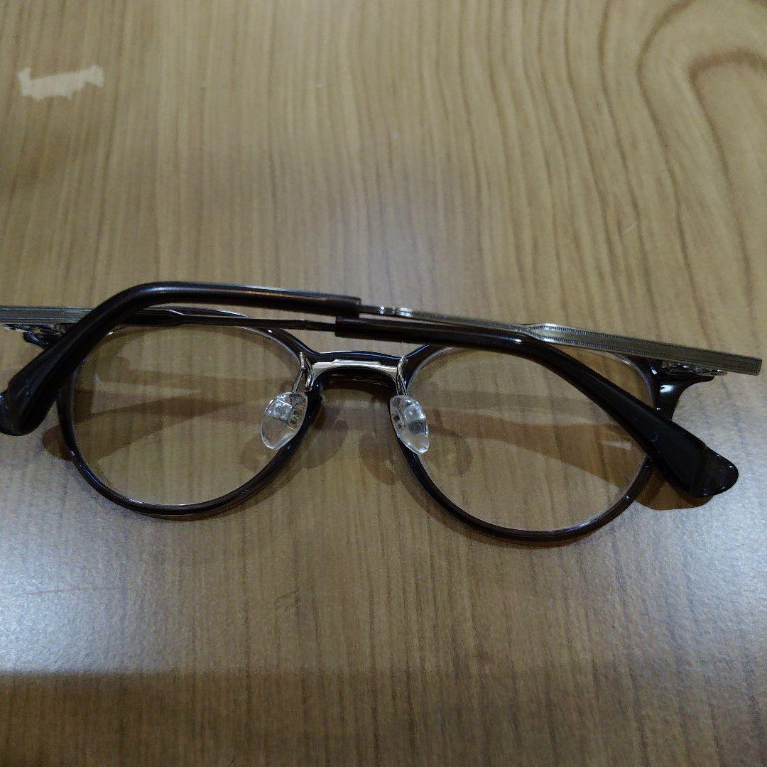 ブラウン ラウンドメタルフレーム メガネ(度あり)