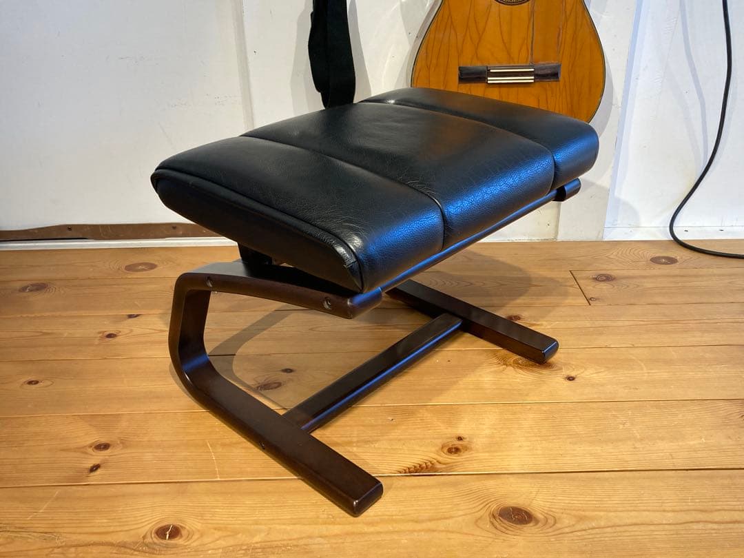 画像29枚 冨士ファニチア ブラック 本革 レザー オットマン スツール リク