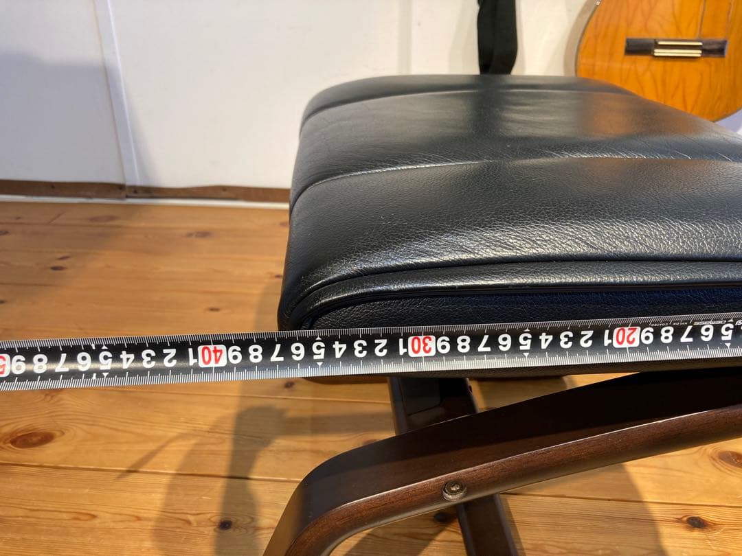 画像29枚 冨士ファニチア ブラック 本革 レザー オットマン スツール リク