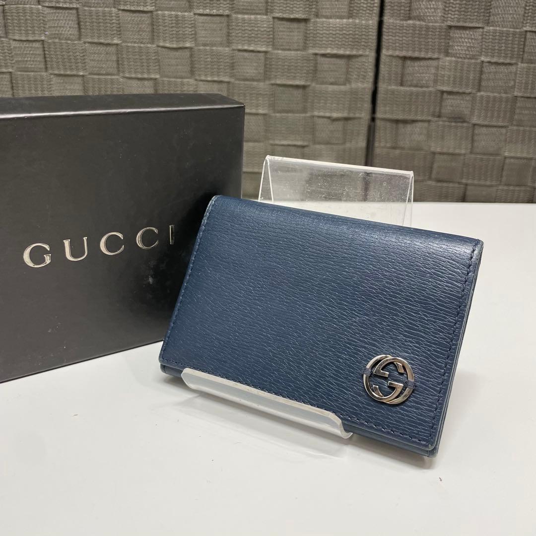 GUCCI ネイビー レザー 名刺入れ