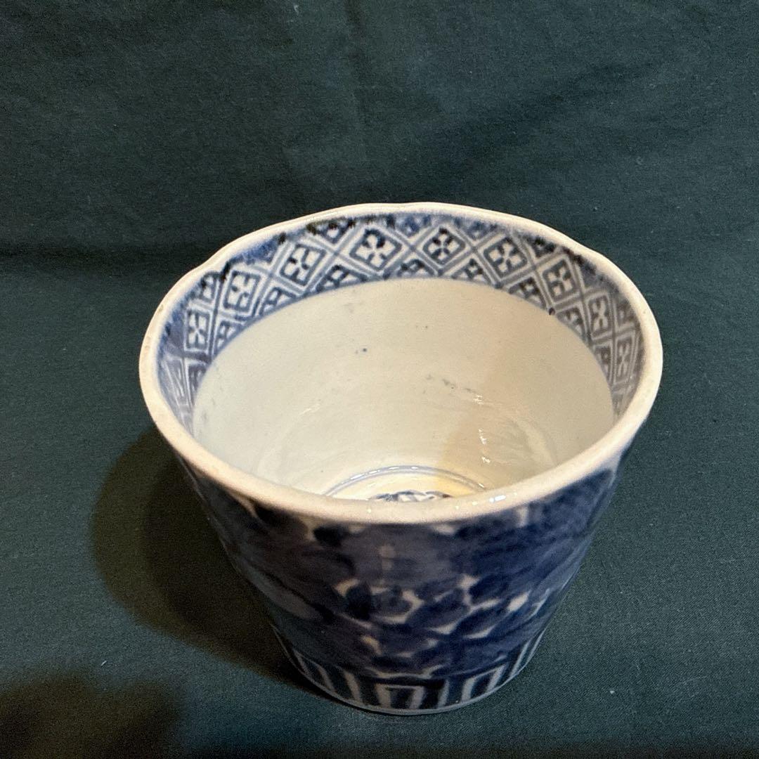 古伊万里　蕎麦猪口　江戸後期　花草唐草文