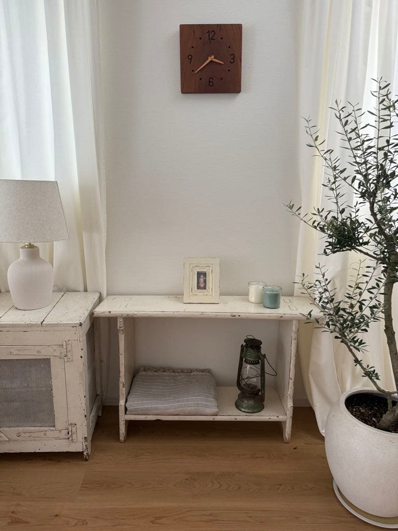 【英国直輸入】アンティーク ホワイト木製シェルフ