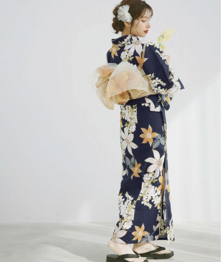 浴衣　Dita（ディータ）　幻想鏡花水月(柑橘）4点セット