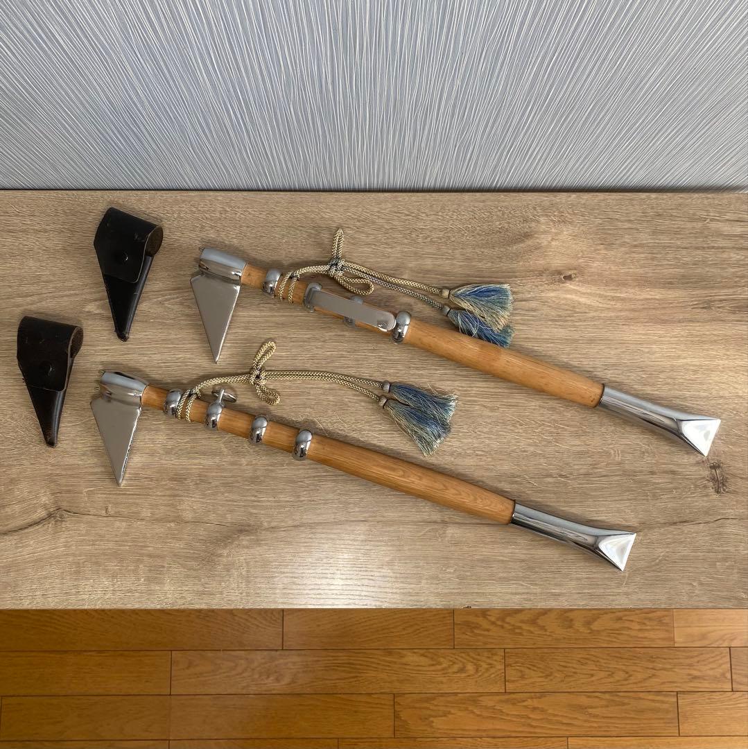 消防団 退団記念品 鳶口 一対 (2本) 祭礼用 木柄金具付 とび口