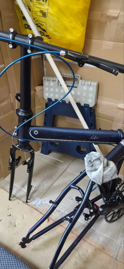 美品ターン スピードファルコ折りたたみ自転車フレーム 紺色
