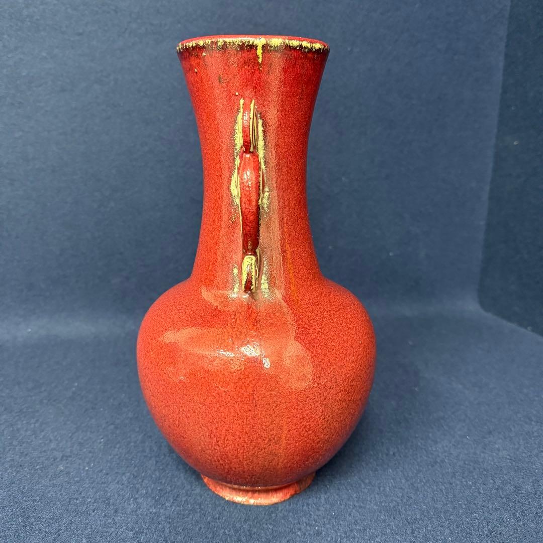 辰砂 花器 花瓶 中国 時代 古玩 当時物 旧家 蔵出 骨董品