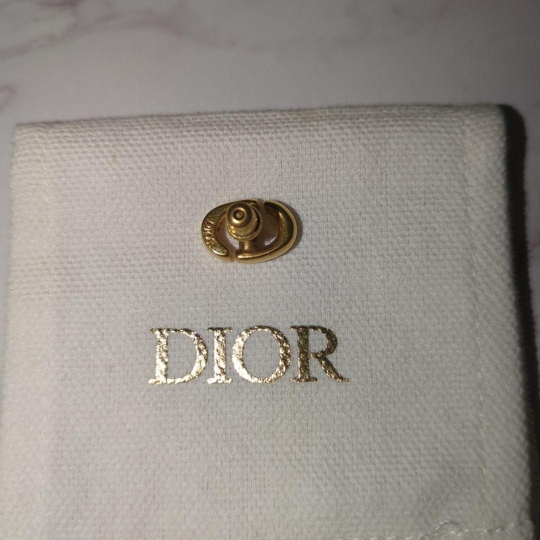 Dior ゴールド 片耳　ピアス　Navy スタッド