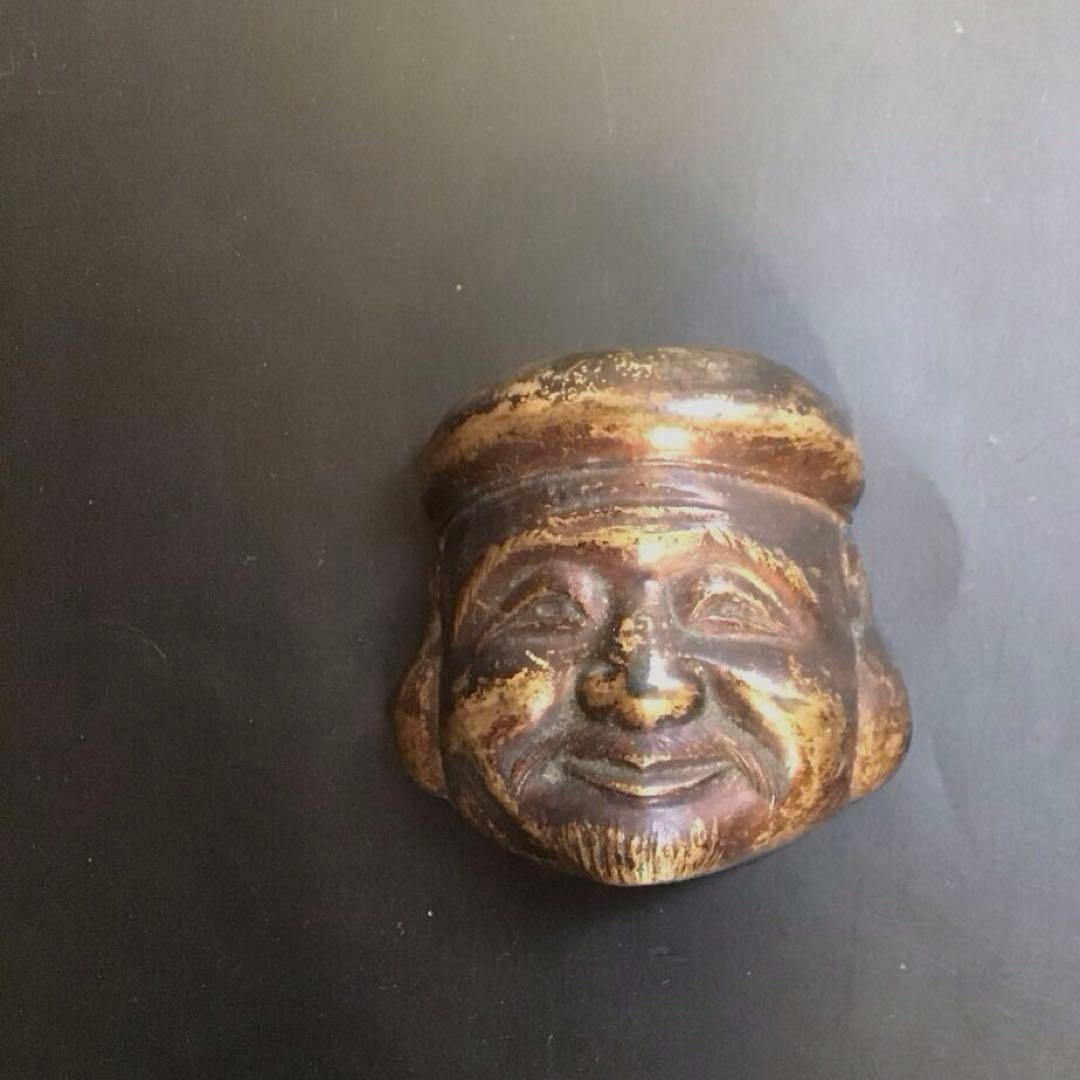 珍品　金属製顔彫刻　オブジェクト　骨董品　アンティーク