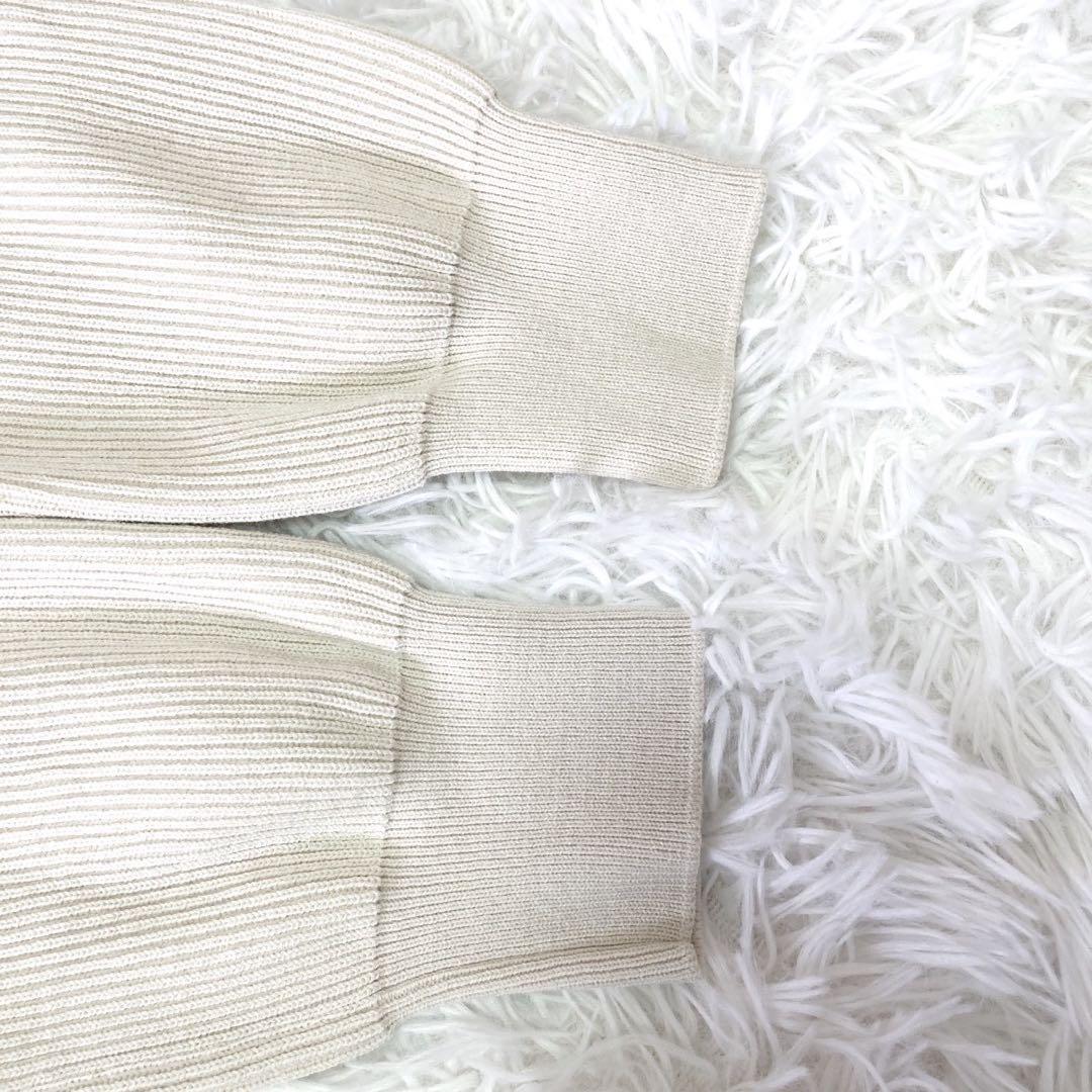 BATONER ラグランスリーブ　リブ　ニット　セーター　ベージュ ウール 1