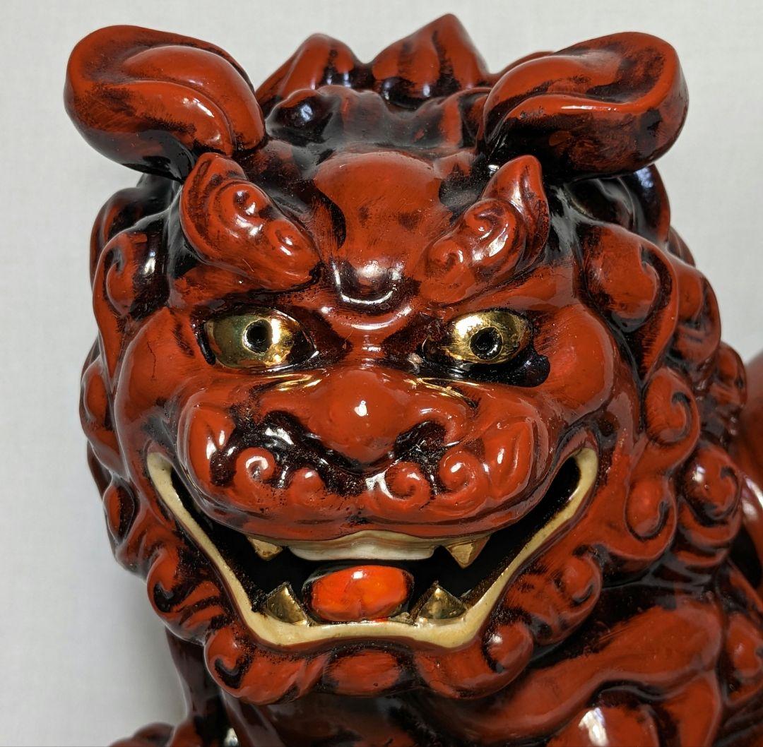 須栄義 九谷焼 玉乗り獅子 魔除け 厄除け 獅子置物 縁起物 工芸品 シーサー
