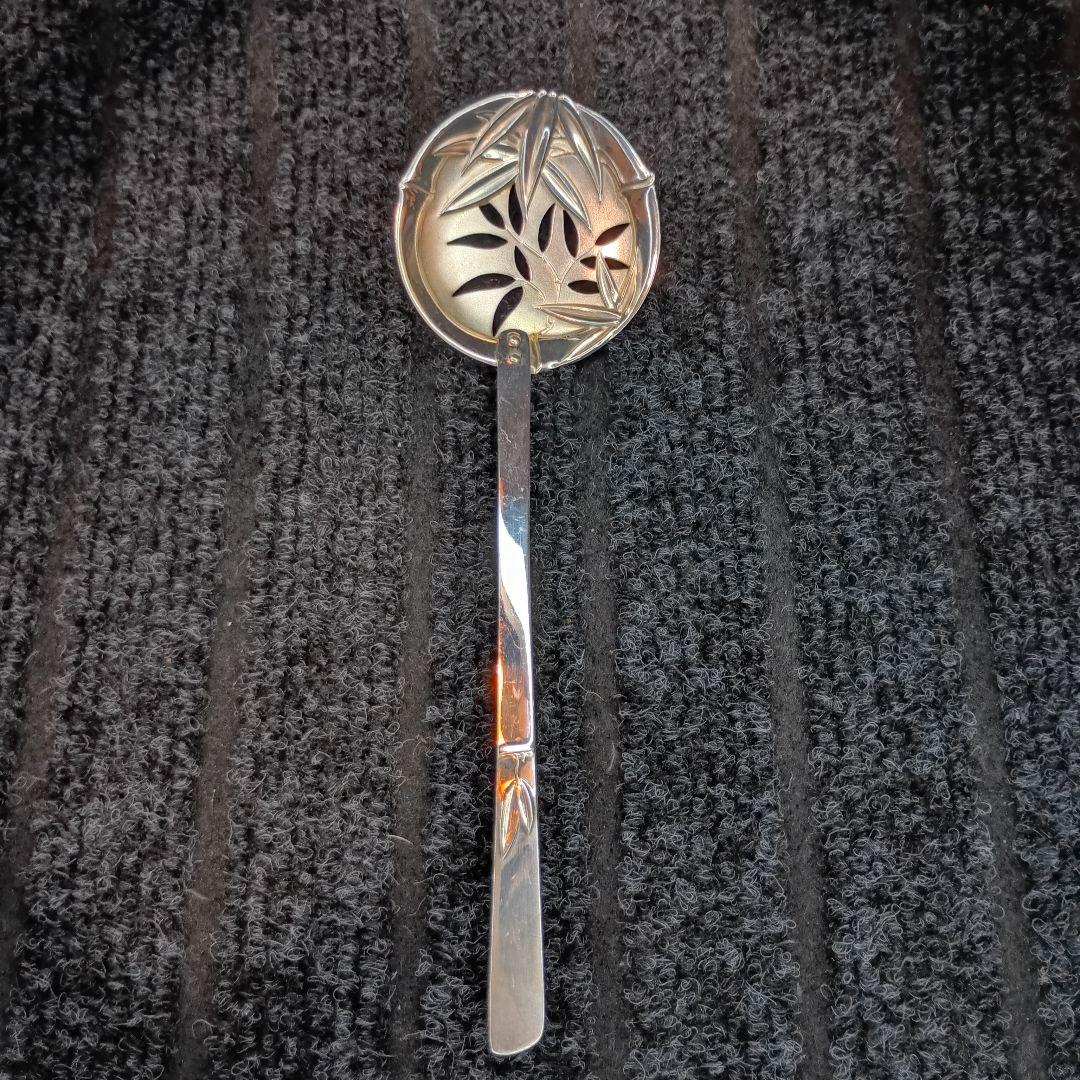 銀製 竹模様の 銀 匙 17g silver レトロ 鍋物 湯豆腐 お玉