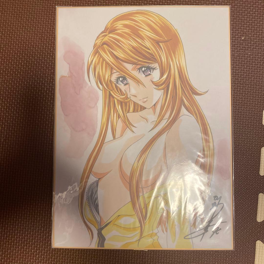 かわらじま晃直筆イラストサイン色紙　森雪