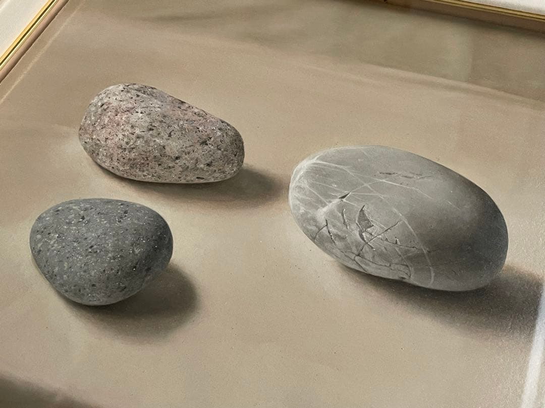 画家　橋本直行　油彩画　油絵　石　写実画　静物画　写実油彩画　額入