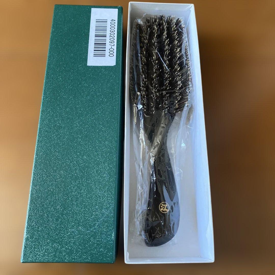 江戸屋　ブラシ　猪毛　ハンドル　黒檀　ヘアブラシ