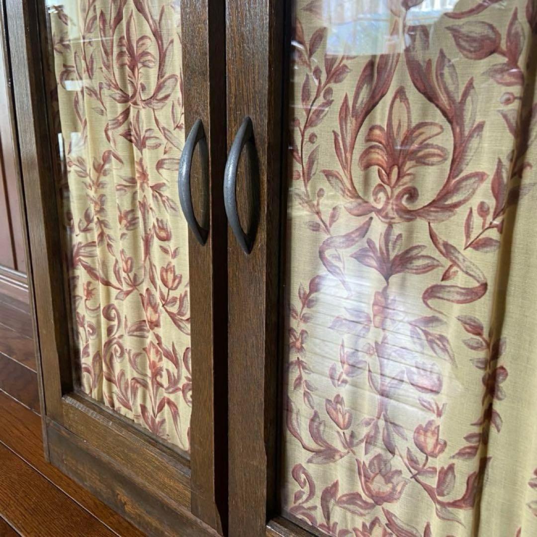 アンティーク家具　本棚付ガラス戸棚　昭和レトロ　本棚　収納棚