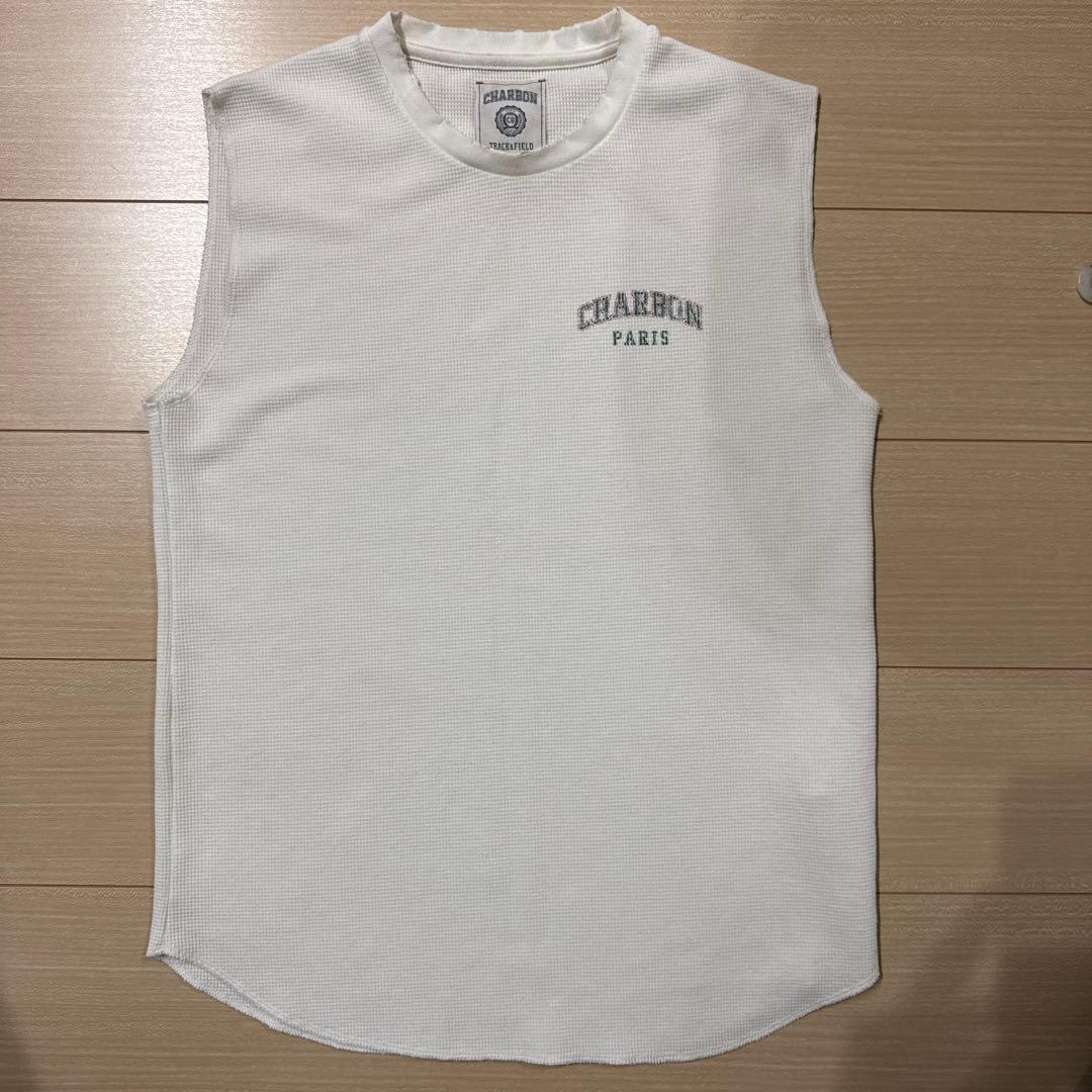 CHARBON ノースリーブ トップス ホワイト ワッフル
