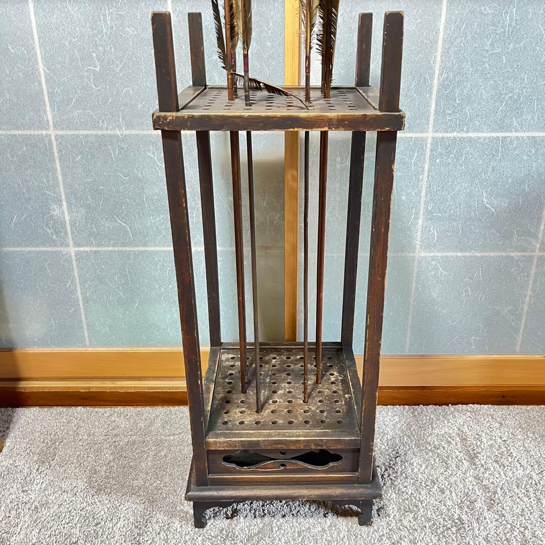 ヴィンテージ　矢箱　矢付き　猫足　木製