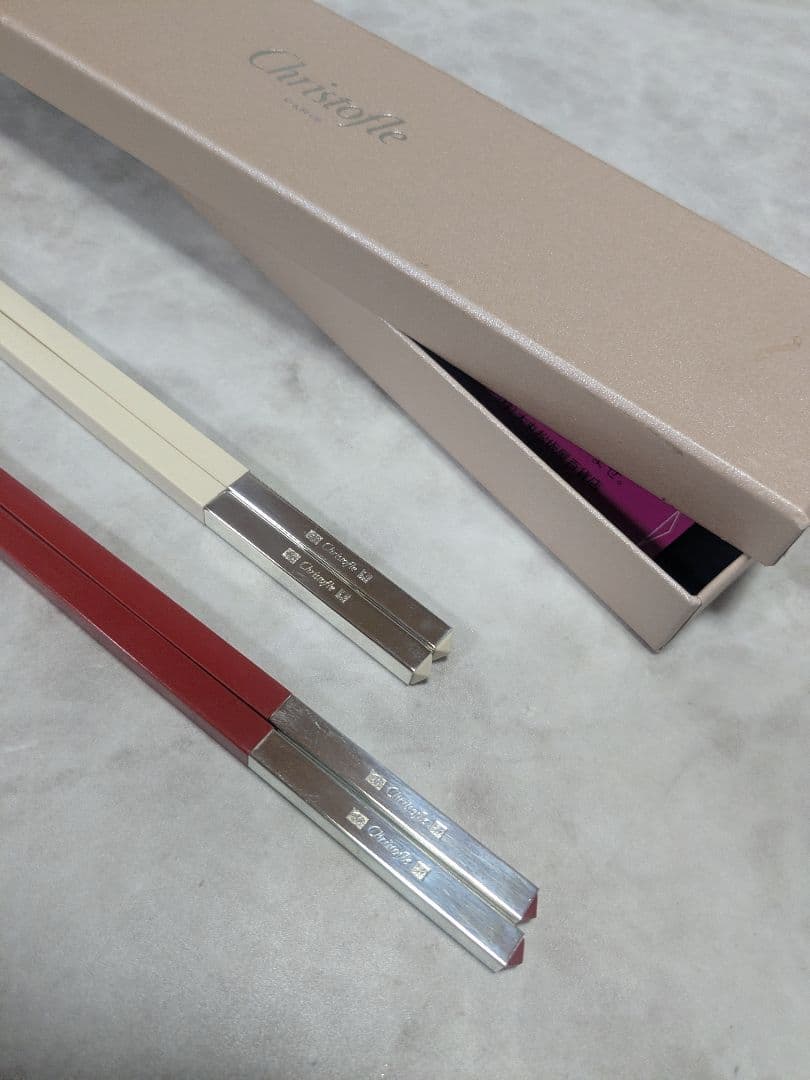 【美品✨】Christofle 箸セット 赤 白