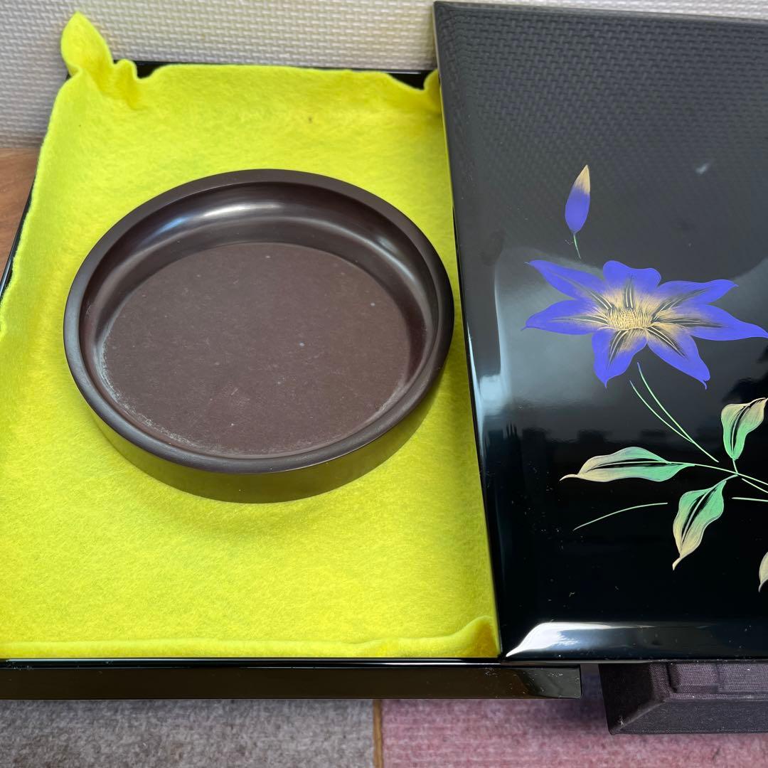 ⭕️赤間硯　希少　日月研　径147m m 泉光堂　美品　女性好み