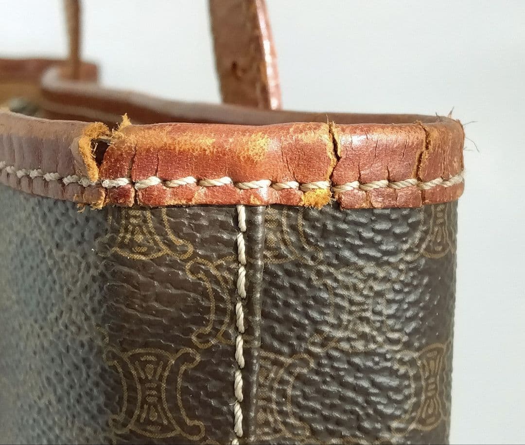 APN26 セリーヌ マカダム バケツ型ハンドバッグ ゴールド金具 トリオンフ