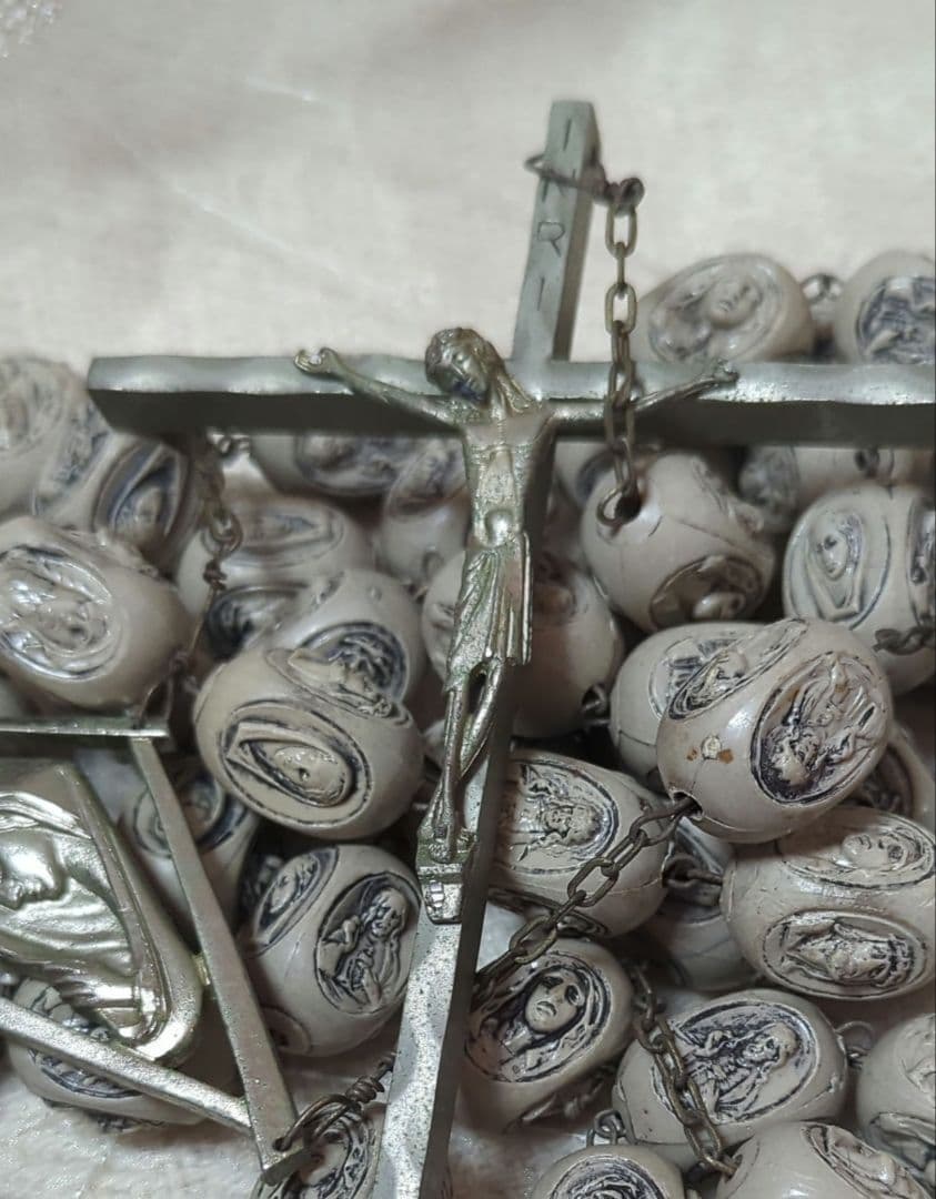 ビンテージ イタリア製 ロザリオ 長さ 160cm マリア キリスト カトリック