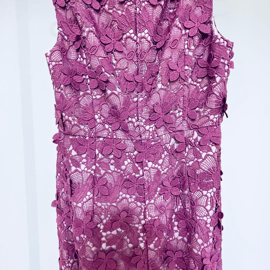 【美品】グレースコンチネンタル フラワーレースタイトワンピースピンク 36