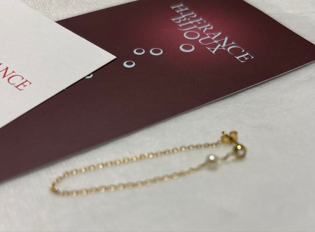 Sweet Pea ダイヤ パールチェーンループピアス 片耳 K18