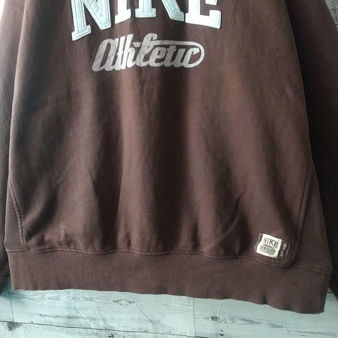 希少サイズ☆ナイキ 刺繍 センターロゴ アーチロゴ スウェット XL ブラウン