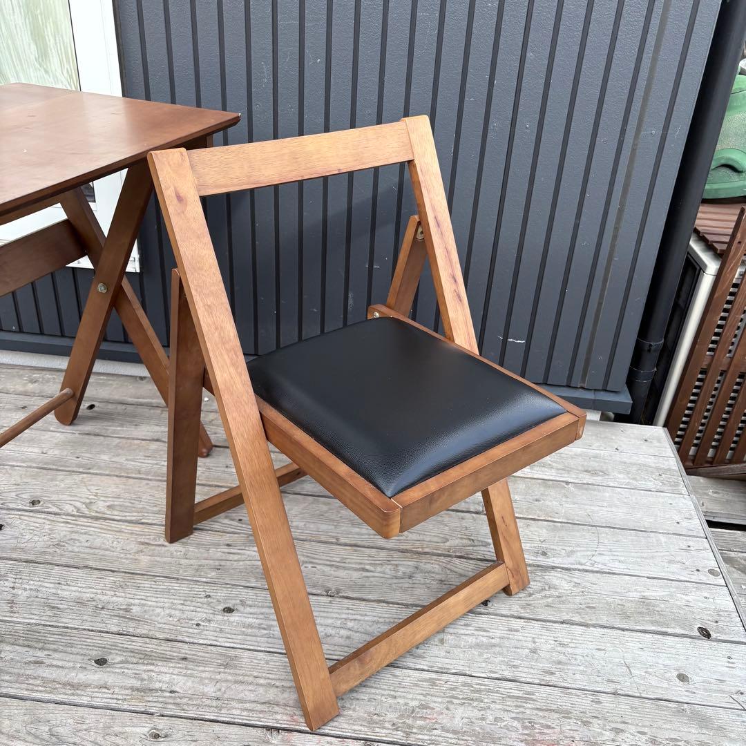 北欧レトロ オーヤマ 木製 折りたたみテーブル 折りたたみチェア セット 古家具