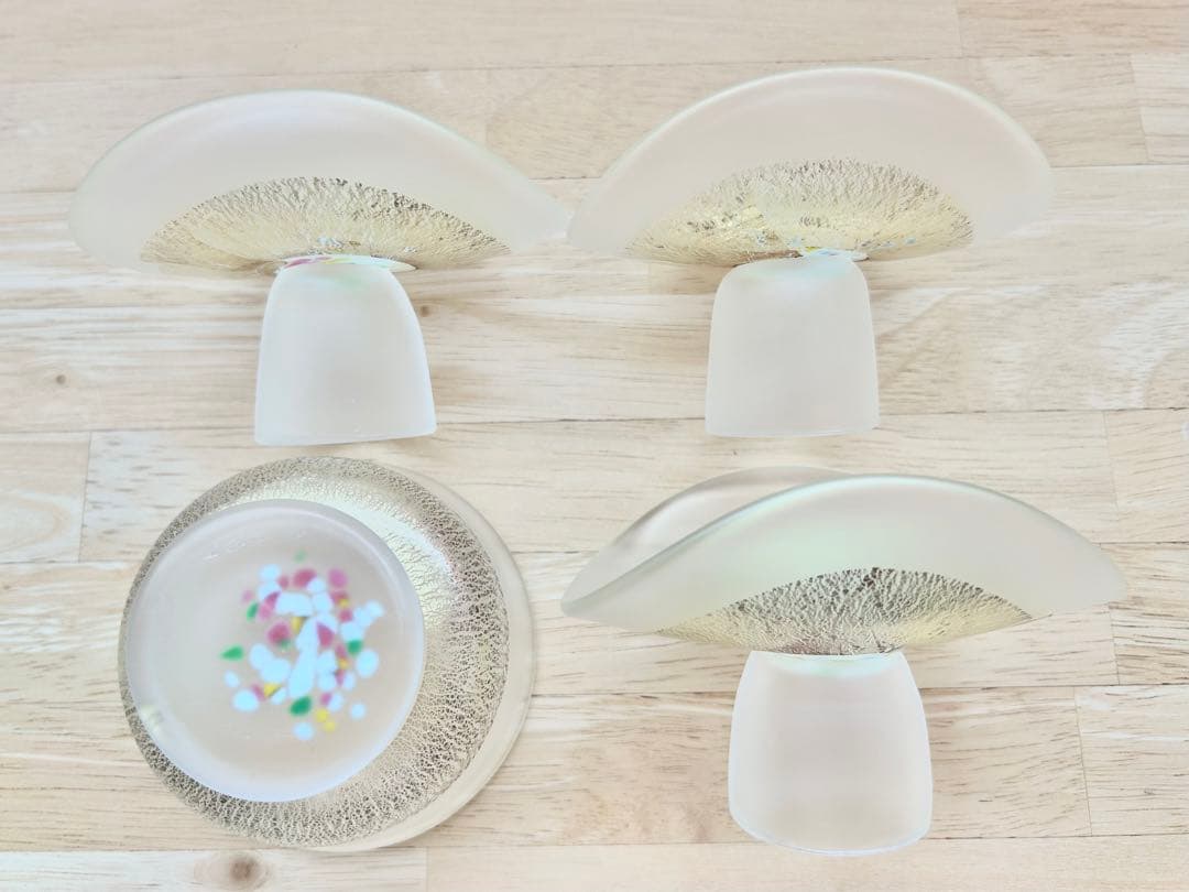 黒木国昭 金彩 鉢 ガラス 小鉢 向付 猪口 和食器 硝子 4点 まとめ売 美品