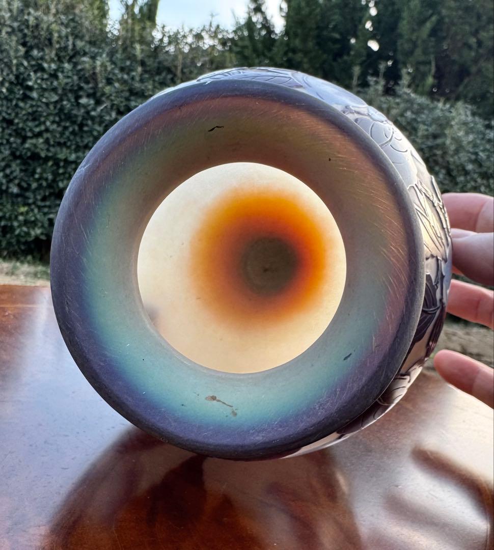 エミール・ガレ Emile Galle プラム文花瓶 底割れあり 破格