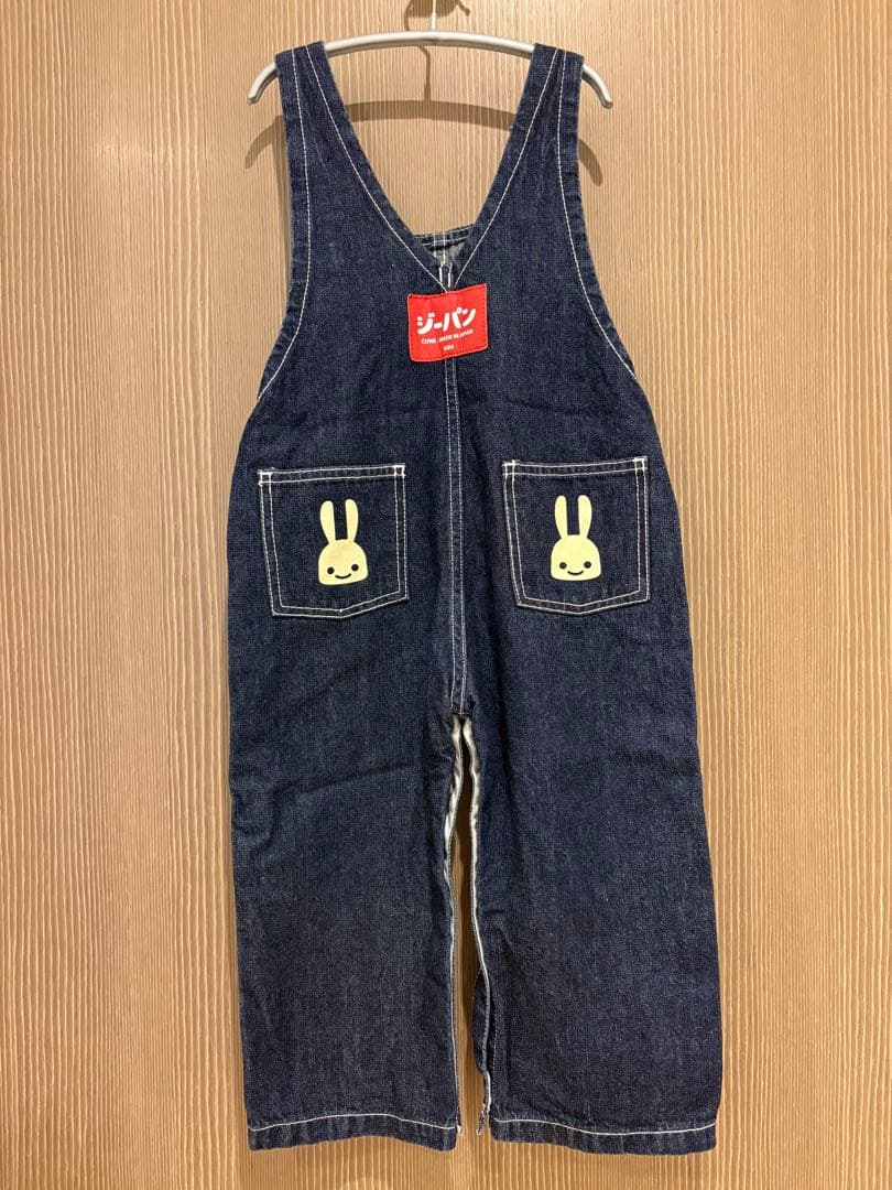 【中古】cune キッズ・ベビー ウサギポケット付きデニムオーバーオール