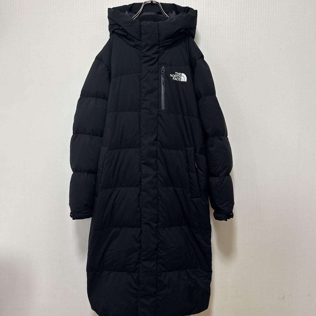 【美品&刺繍ロゴ】ノースフェイス　ダウンコートジャケット　黒　メンズＬ