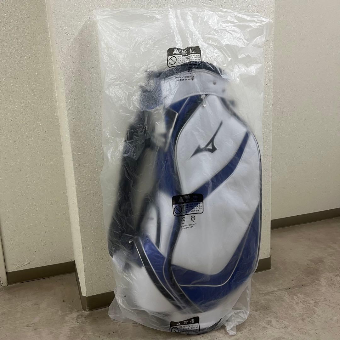 新品Mizuno ゴルフキャディバッグ 9.5型 ホワイト/ブルー