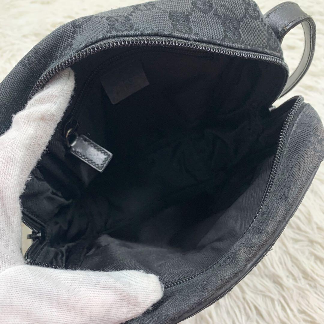 【✨極美品✨】グッチ ショルダーバッグ GGキャンバス レザー ブラック