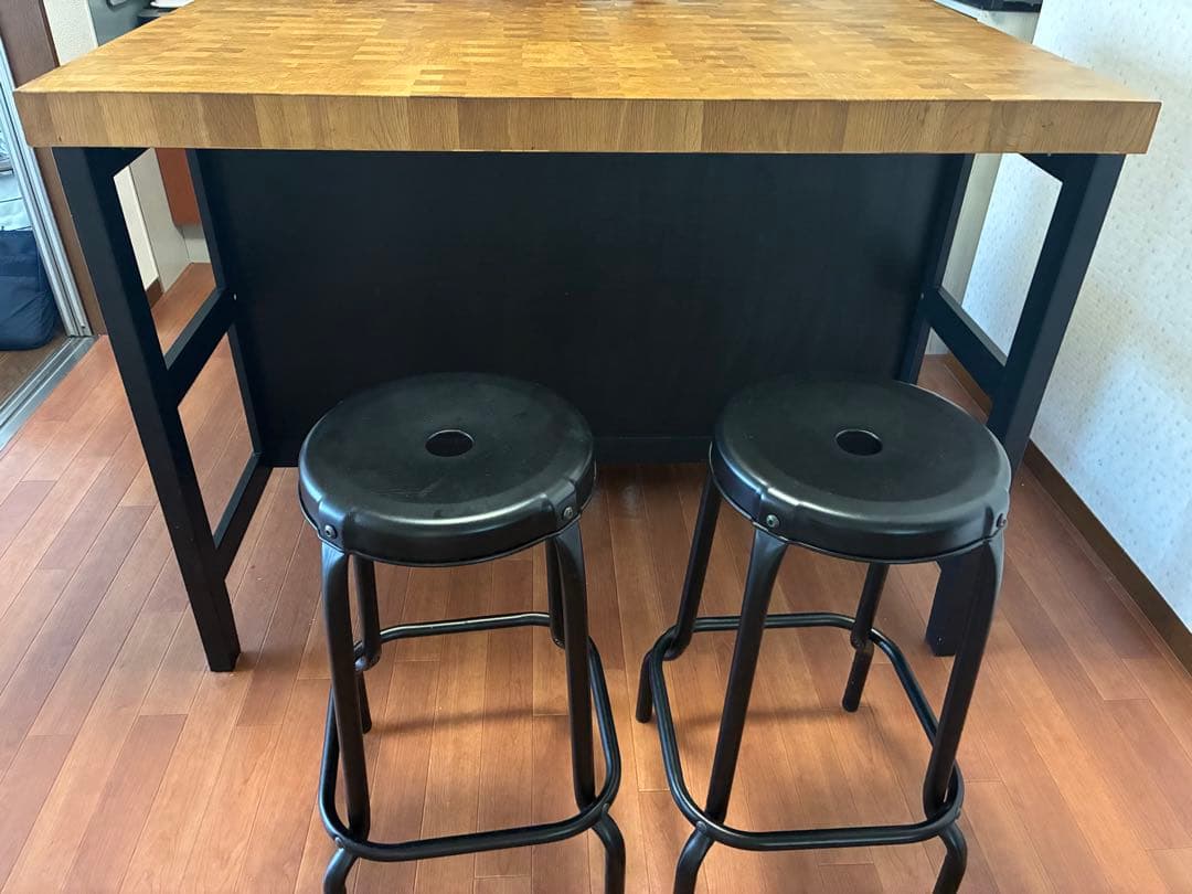 カウンターテーブル 木製天板 黒