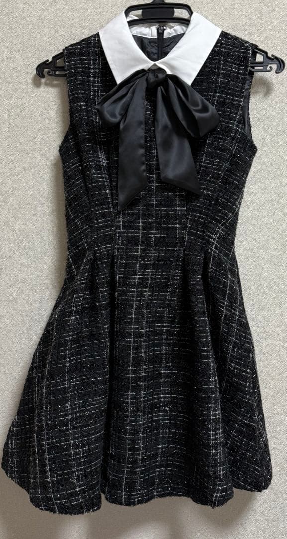 【完売品】XS リボンツイードミニワンピース ミシェルマカロン 数時間着用