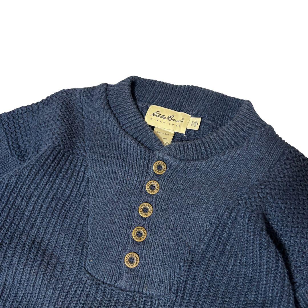 90s Eddie Bauer ヘンリーネック　コットンニット