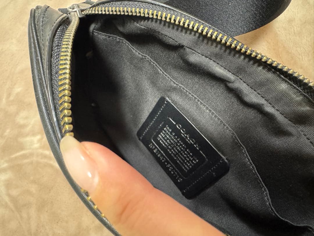 COACH レザー ショルダーバッグ　 グブラック/グレー