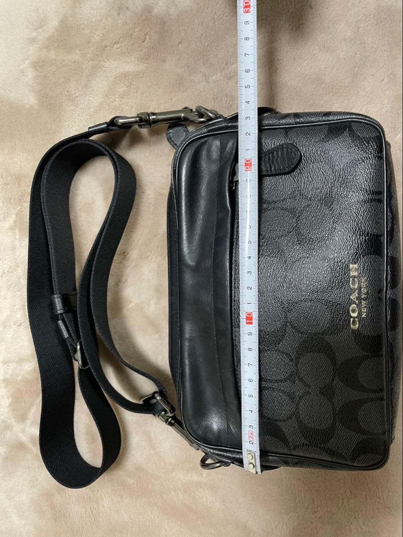 COACH レザー ショルダーバッグ　 グブラック/グレー