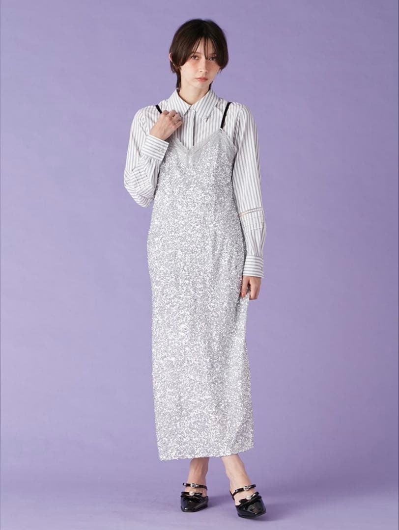 美品✨Lily Brown ビジューリボンストラップミュール