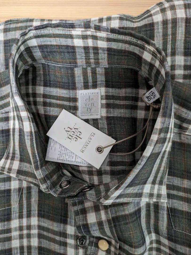 未使用　eleventy イレブンティ リネンシャツ 40 タータンチェック